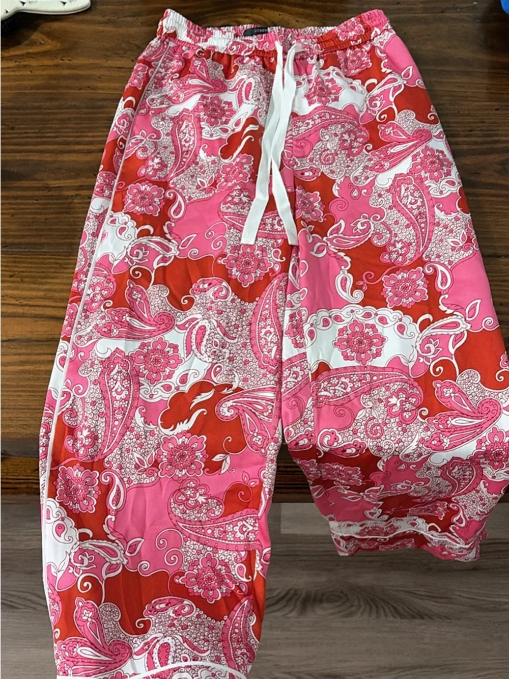 J.Crew Pink & Red Paisley Drawstring Pants
